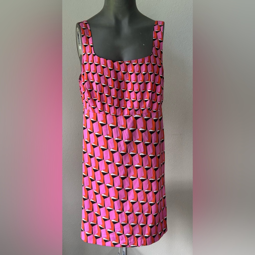 DVF Summer Travel/Party/Outdoor Geometric Tank Sleeveless Shift Dress (Size 16)